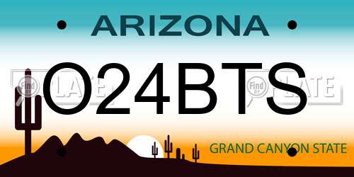 O24BTS Arizona License Plate