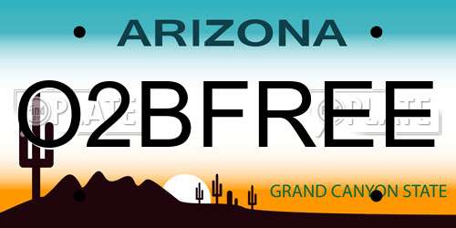 O2BFREE Arizona License Plate