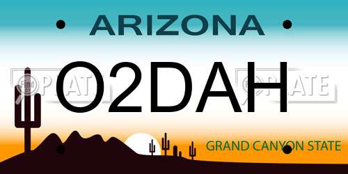O2DAH Arizona License Plate
