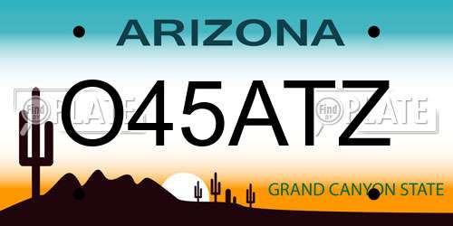 O45ATZ Arizona License Plate