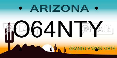 O64NTY Arizona License Plate