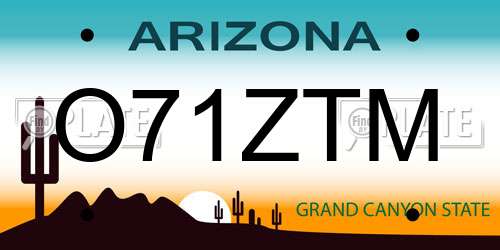 O71ZTM Arizona License Plate