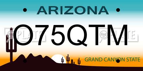 O75QTM Arizona License Plate