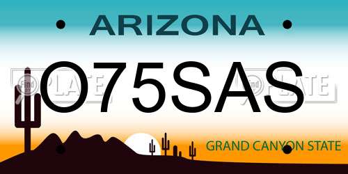 O75SAS Arizona License Plate