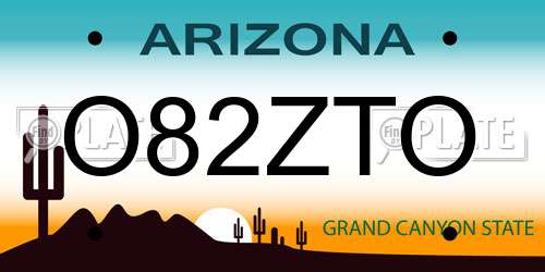 O82ZTO Arizona License Plate