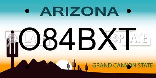 O84BXT Arizona License Plate