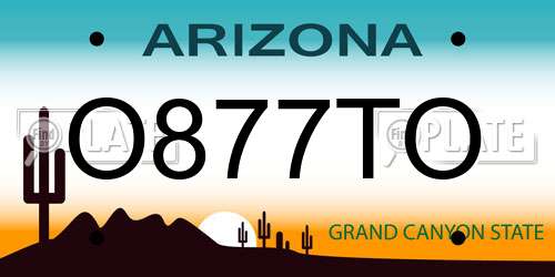 O877TO Arizona License Plate