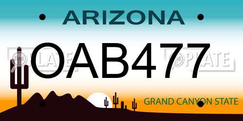 OAB477 Arizona License Plate
