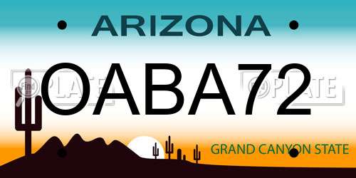 OABA72 Arizona License Plate