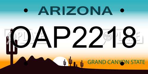 OAP2218 Arizona License Plate