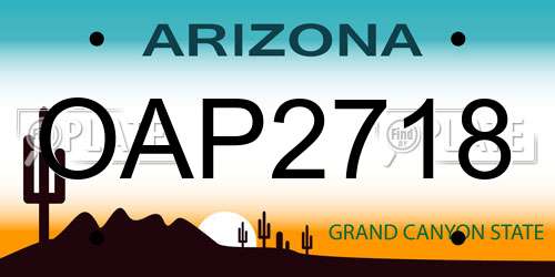 OAP2718 Arizona License Plate