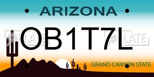 OB1T7L Arizona License Plate