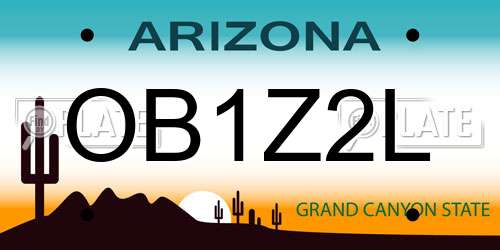 OB1Z2L Arizona License Plate