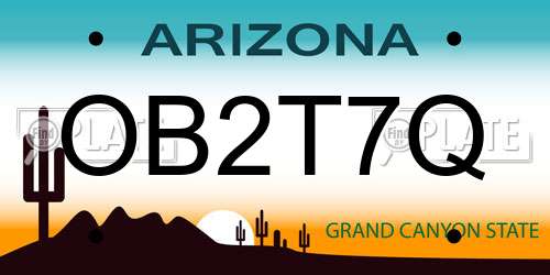 OB2T7Q Arizona License Plate