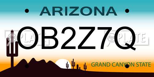 OB2Z7Q Arizona License Plate