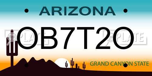 OB7T2O Arizona License Plate
