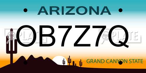 OB7Z7Q Arizona License Plate