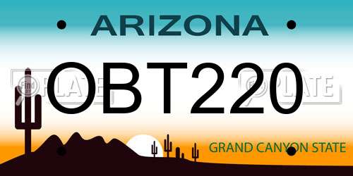 OBT220 Arizona License Plate