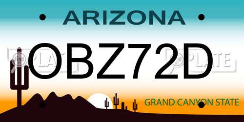 OBZ72D Arizona License Plate