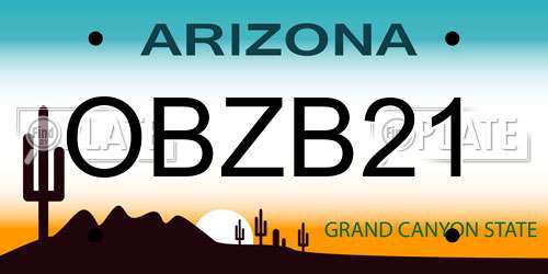 OBZB21 Arizona License Plate