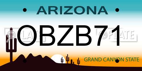 OBZB71 Arizona License Plate