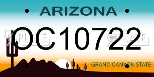 OC10722 Arizona License Plate
