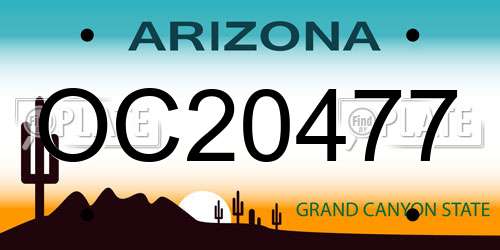 OC20477 Arizona License Plate