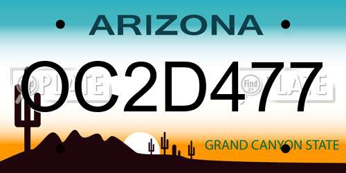 OC2D477 Arizona License Plate