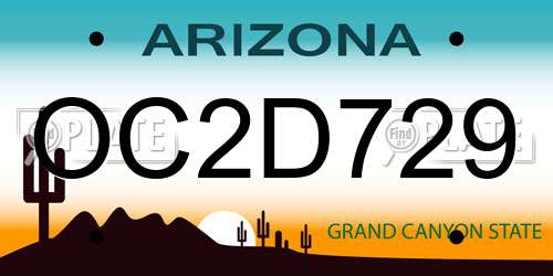OC2D729 Arizona License Plate