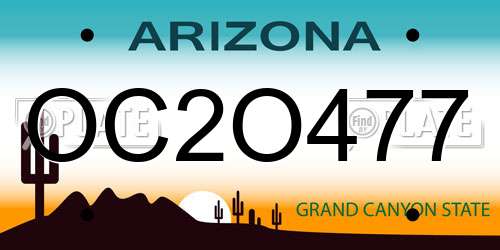 OC2O477 Arizona License Plate