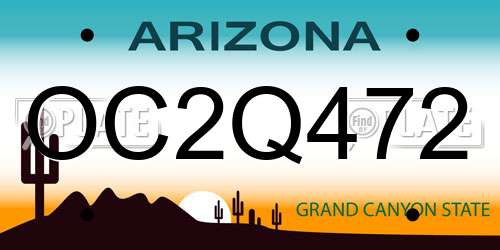 OC2Q472 Arizona License Plate