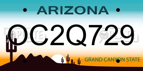 OC2Q729 Arizona License Plate