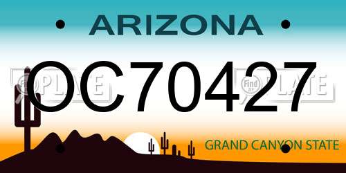 OC70427 Arizona License Plate