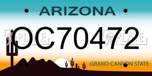 OC70472 Arizona License Plate