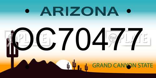 OC70477 Arizona License Plate