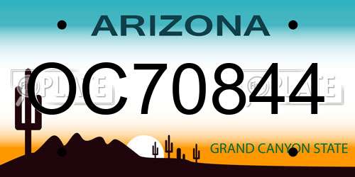 OC70844 Arizona License Plate