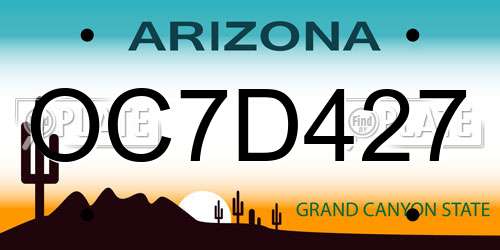 OC7D427 Arizona License Plate
