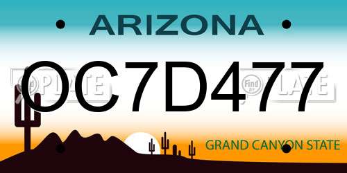 OC7D477 Arizona License Plate