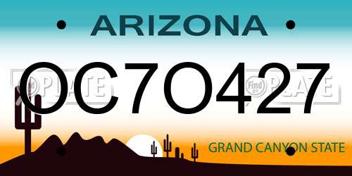 OC7O427 Arizona License Plate