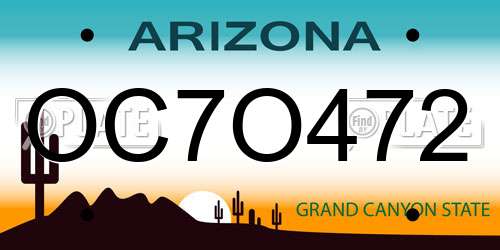OC7O472 Arizona License Plate
