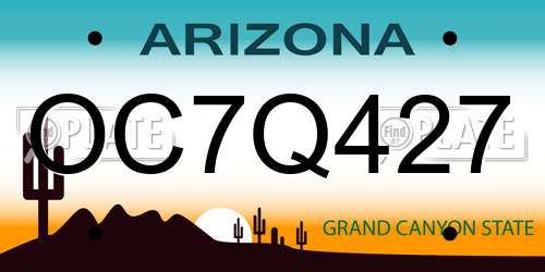 OC7Q427 Arizona License Plate