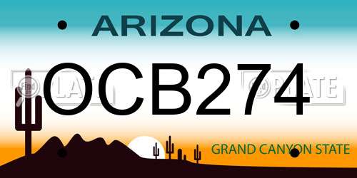 OCB274 Arizona License Plate