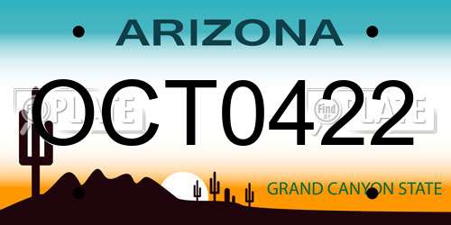 OCT0422 Arizona License Plate