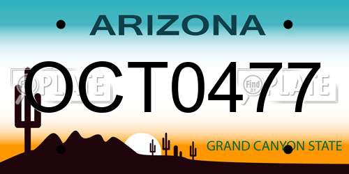 OCT0477 Arizona License Plate