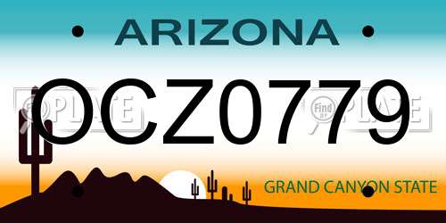 OCZ0779 Arizona License Plate