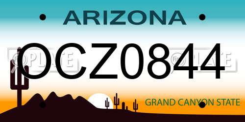 OCZ0844 Arizona License Plate