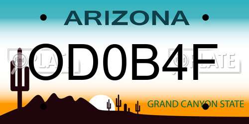 OD0B4F Arizona License Plate