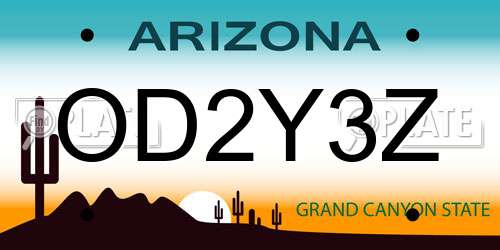 OD2Y3Z Arizona License Plate