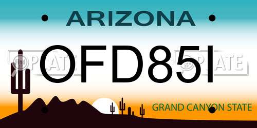 OFD85I Arizona License Plate