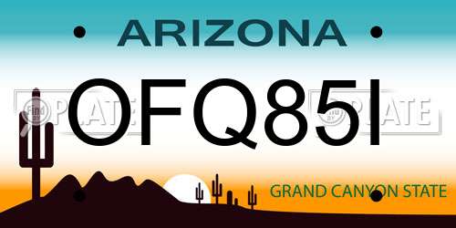 OFQ85I Arizona License Plate